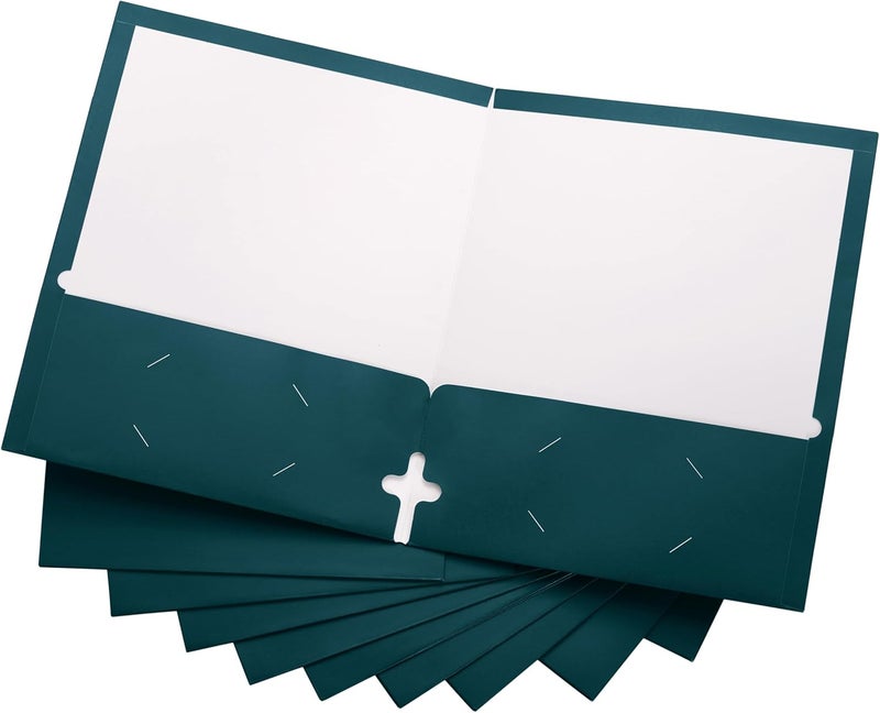 ACTIVITYYA 10 Pack Two Pocket Folders, Teal, Strong Thick Paper Folders, for Letter Size, by - Image 1